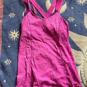 Lululemon Pink and Purple Built in Bra Cross Back Double Strap Tank